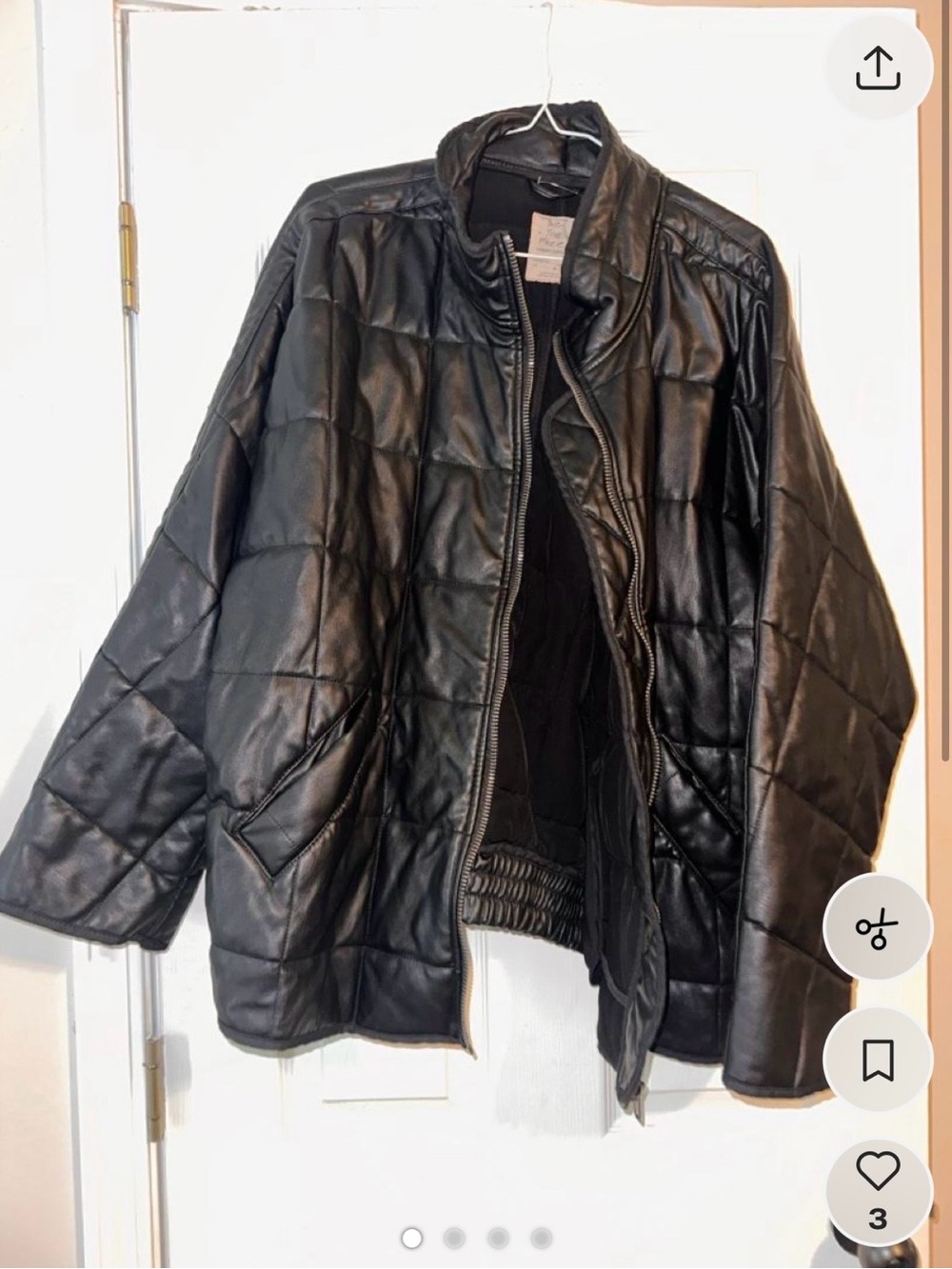 We the Free Black Quilted Vegan Leather Jacket - Women